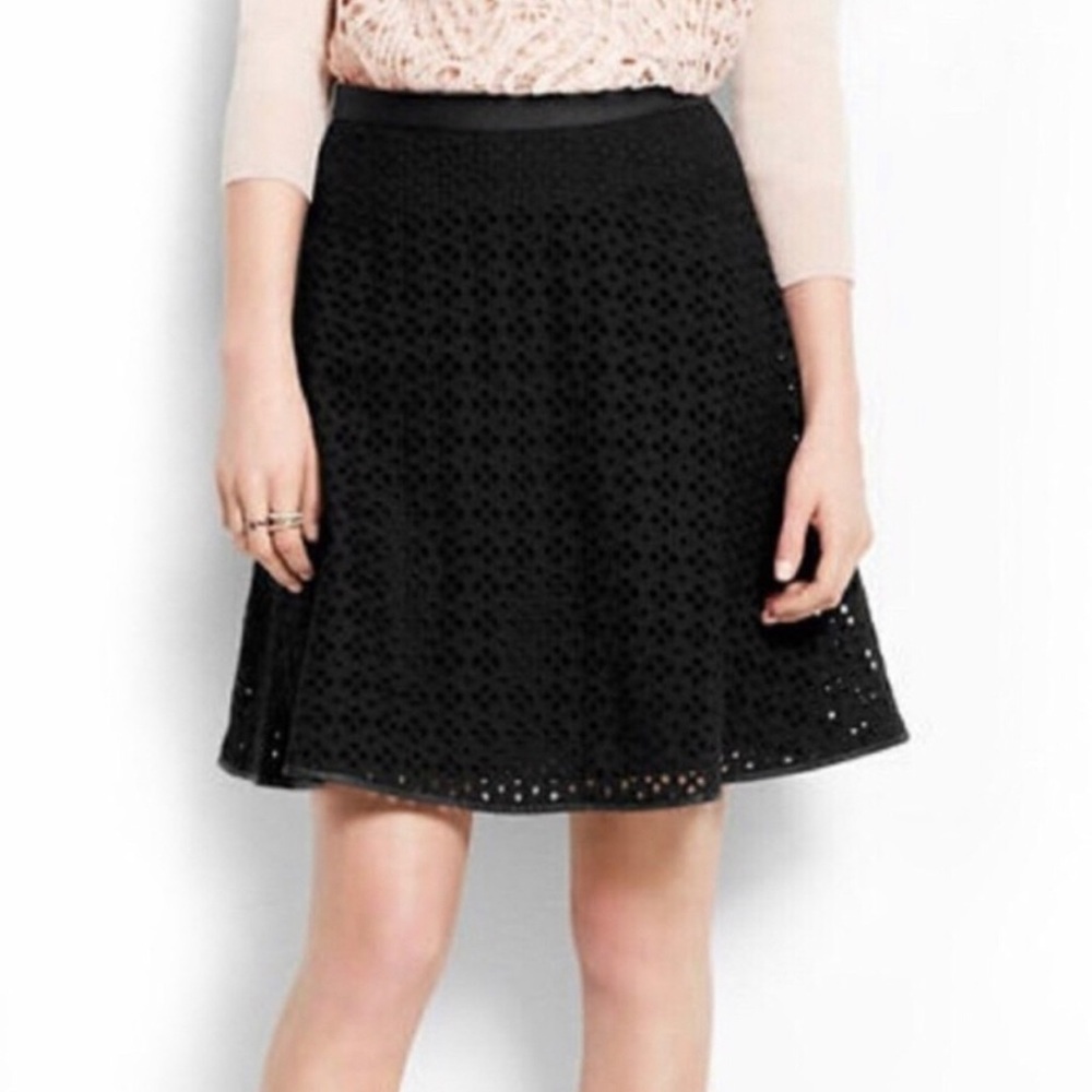 Ann Taylor Black Eyelet  A line Skirt